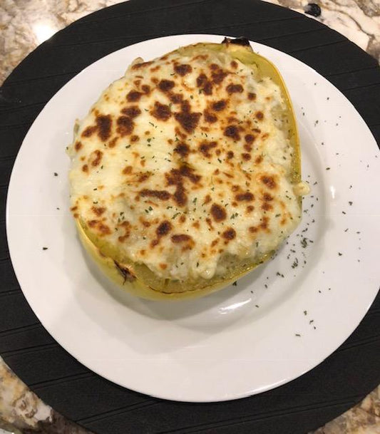Spaghetti Squash Green Chicken Enchiladas