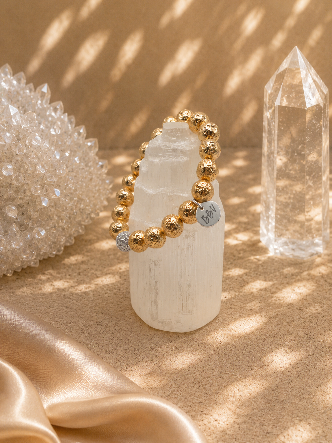 Gold Lava Stone Crystal Bracelet