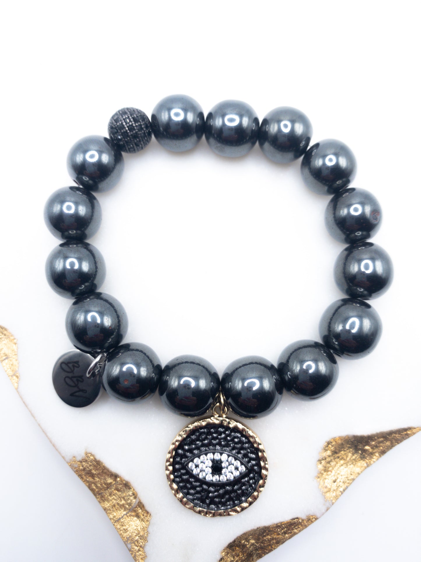 Hematite Crystal Bracelet With Charm