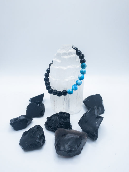 Men's Blue Apatite & Black Onyx Crystal Bracelet