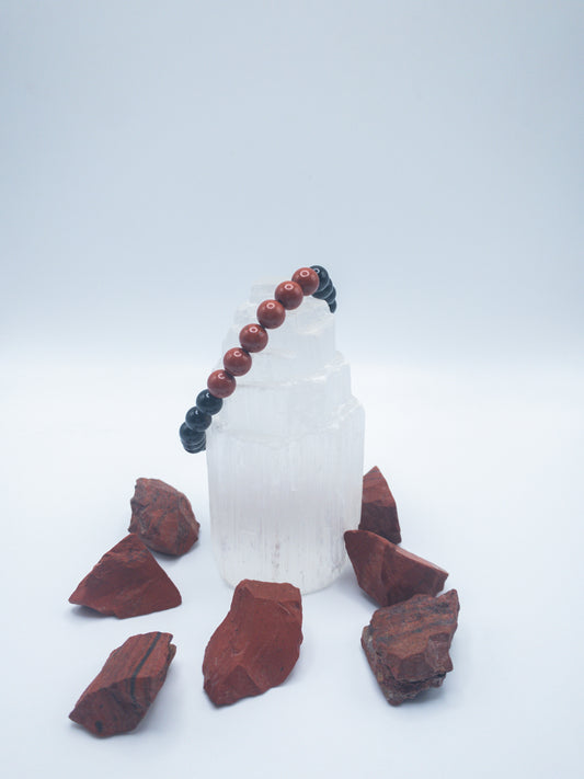 Men's Red Jasper & Black Onyx Crystal Bracelet