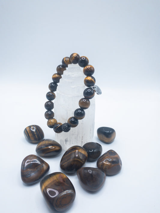 Men's Large Tigers Eye Crystal Bracelet