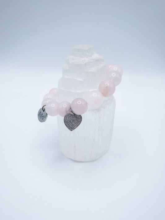 Rose Quartz Crystal Heart Bracelet