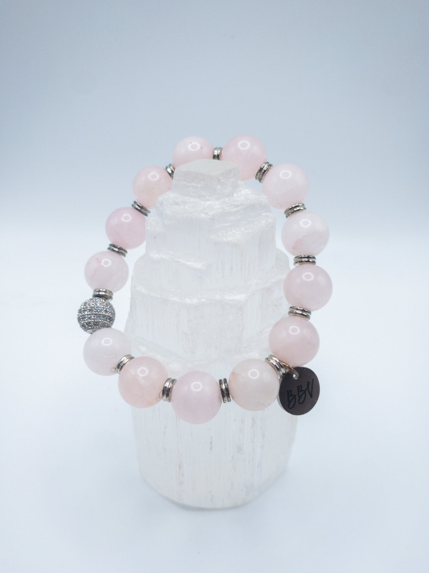 Rose Quartz & Silver Crystal Bracelet