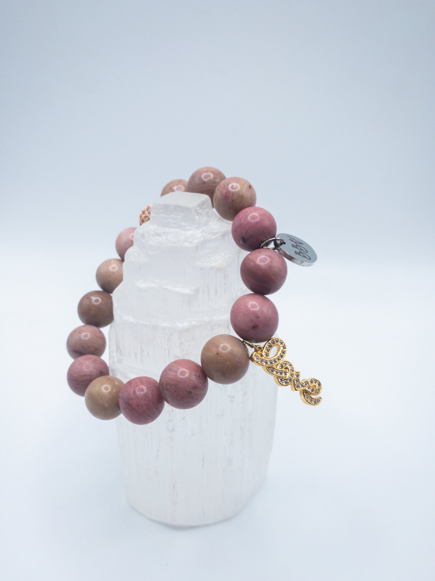Rose Rhodonite Crystal Love Bracelet
