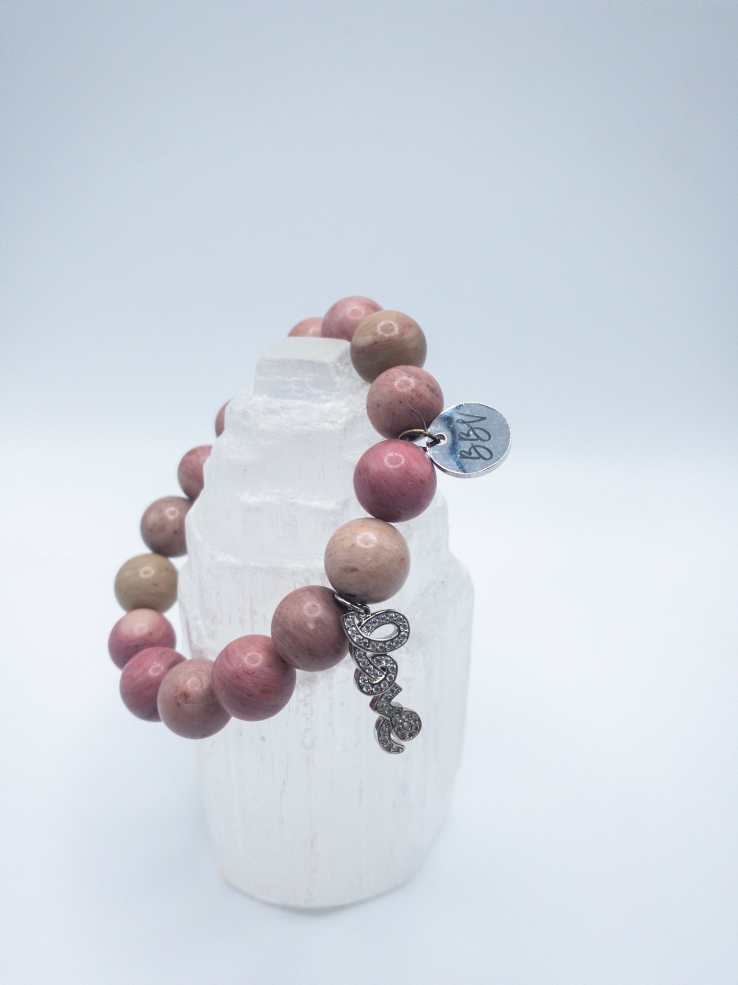 Rose Rhodonite Crystal Love Bracelet