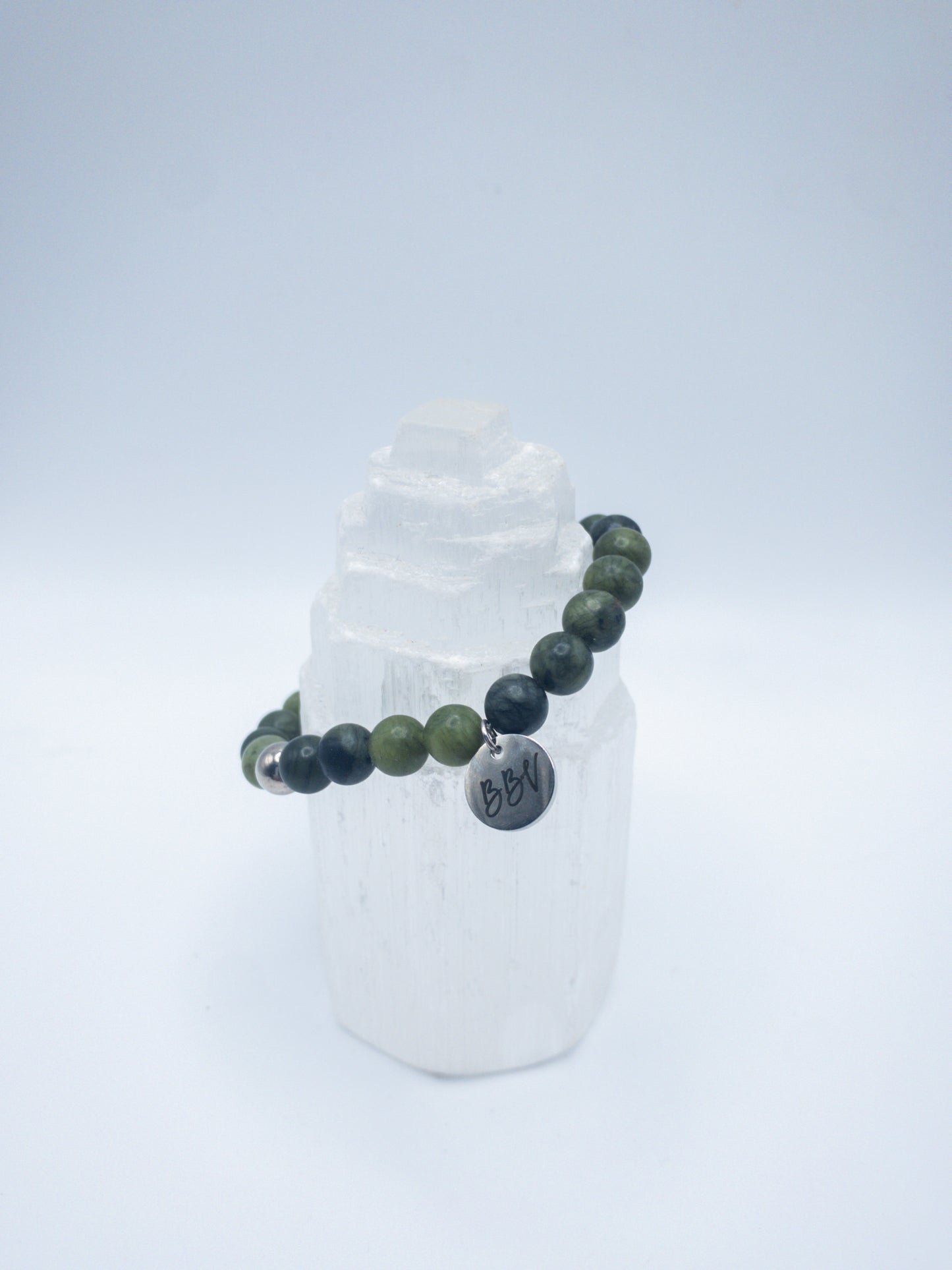 Green Lace Agate Crystal Stacker Bracelet