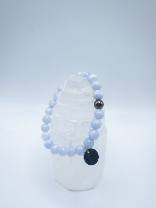 Blue Lace Agate Crystal Stacker Bracelet