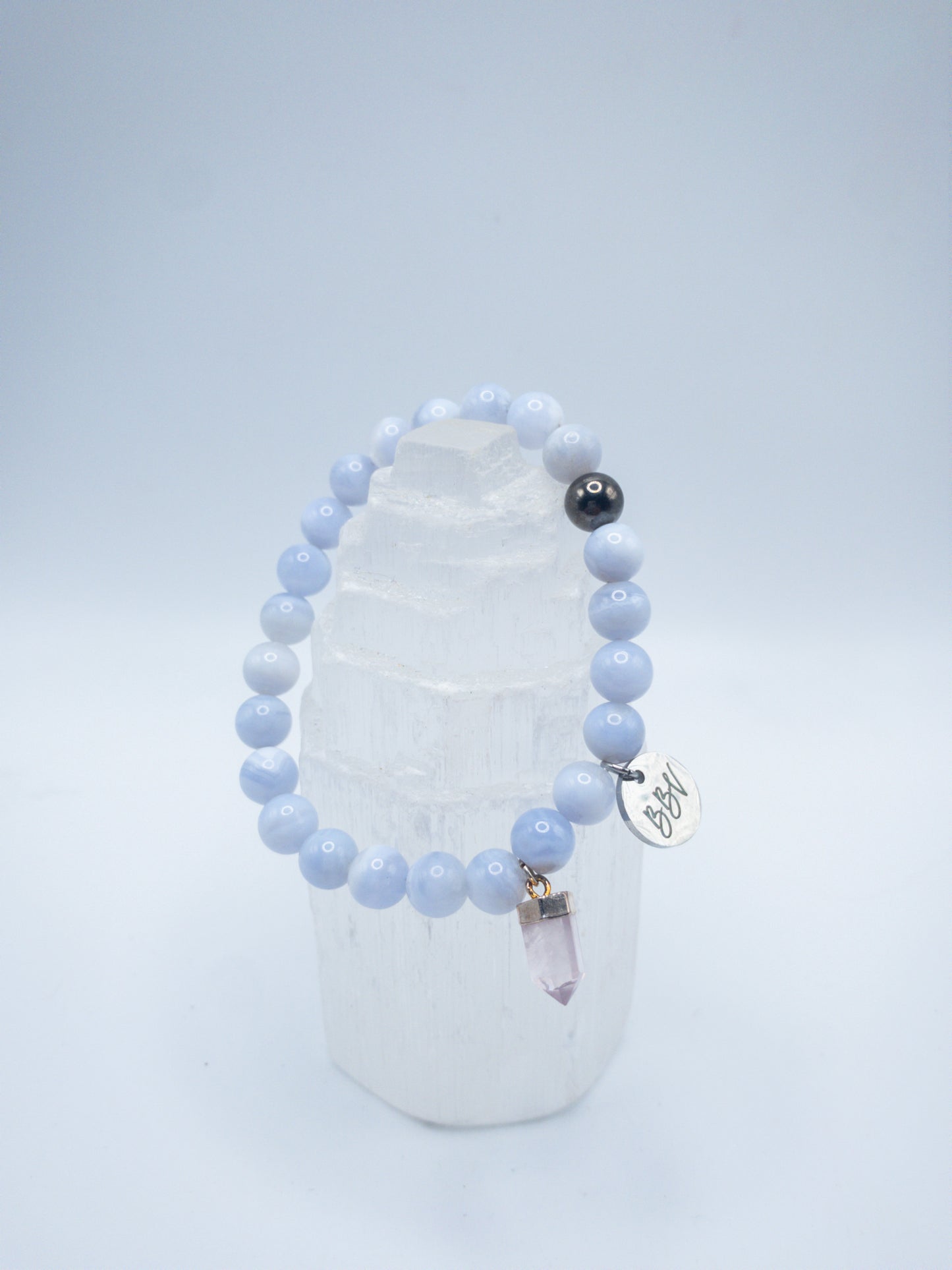 Blue Lace Agate Crystal Bracelet Set