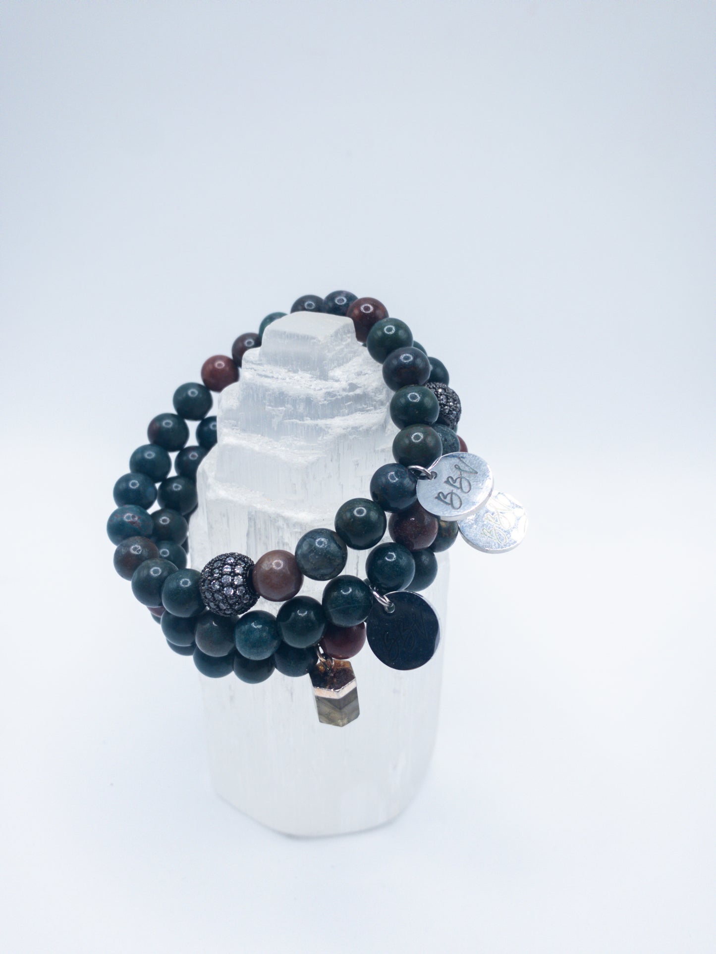 Bloodstone Crystal Bracelet Set