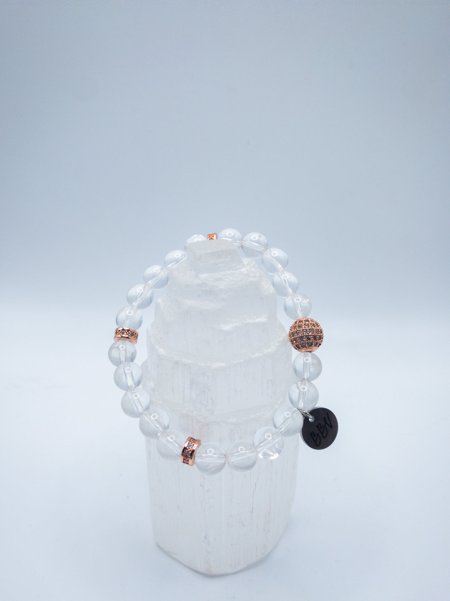 Rose Gold & Clear Quartz Crystal Bracelet