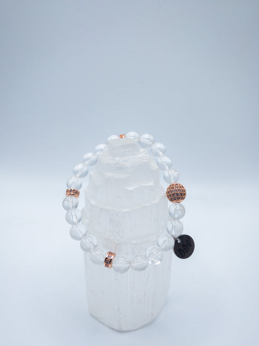 Rose Gold & Clear Quartz Crystal Bracelet