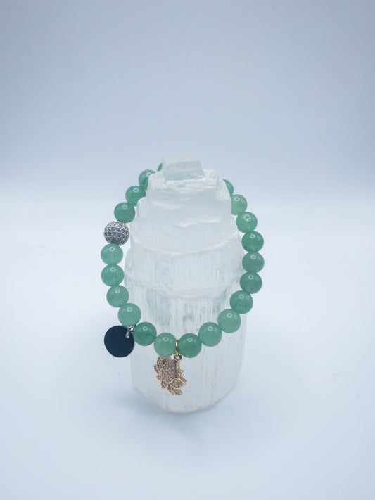 Green Aventurine Lotus Flower Crystal Bracelet