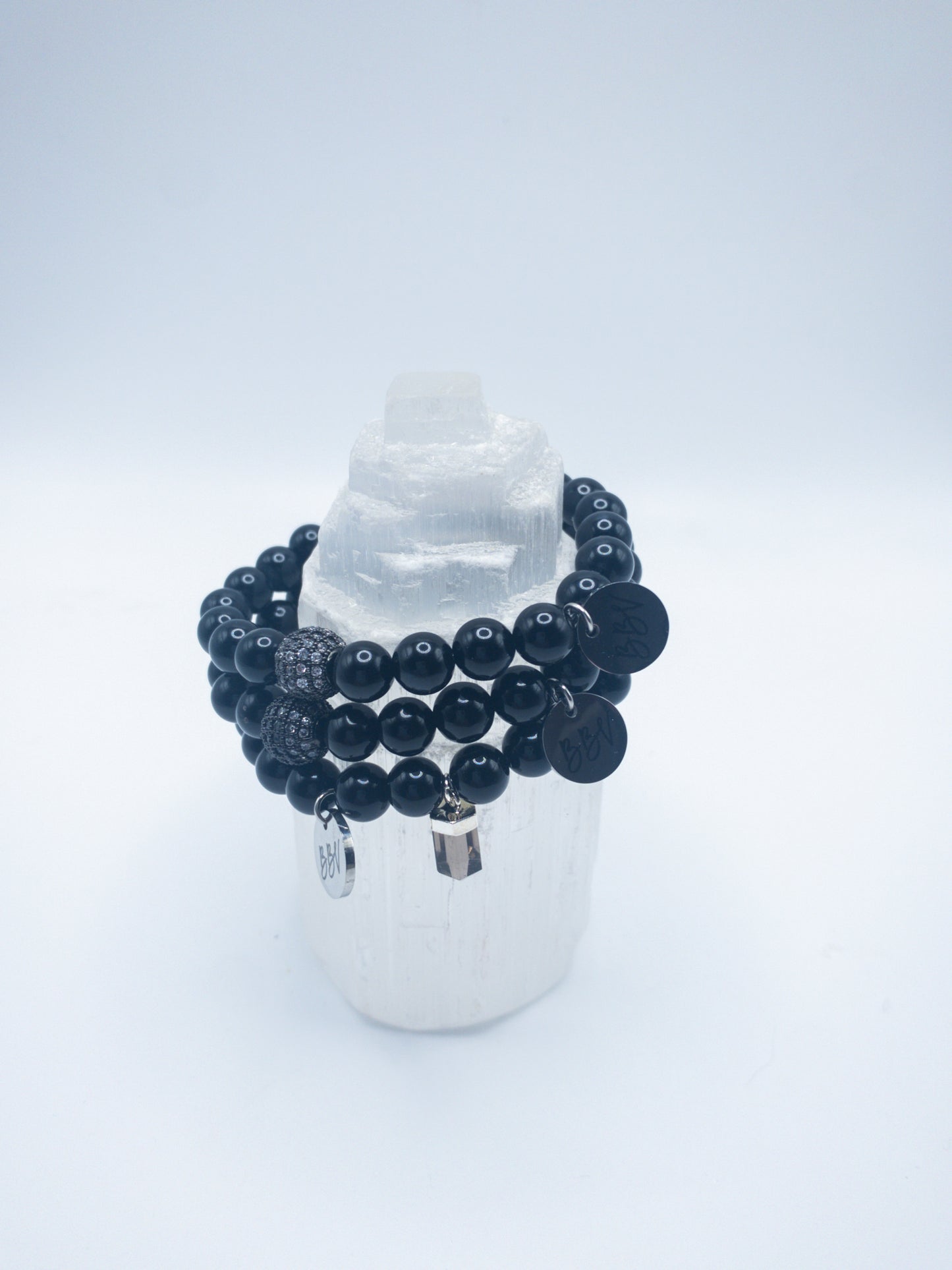 Black Onyx Crystal Bracelet Set
