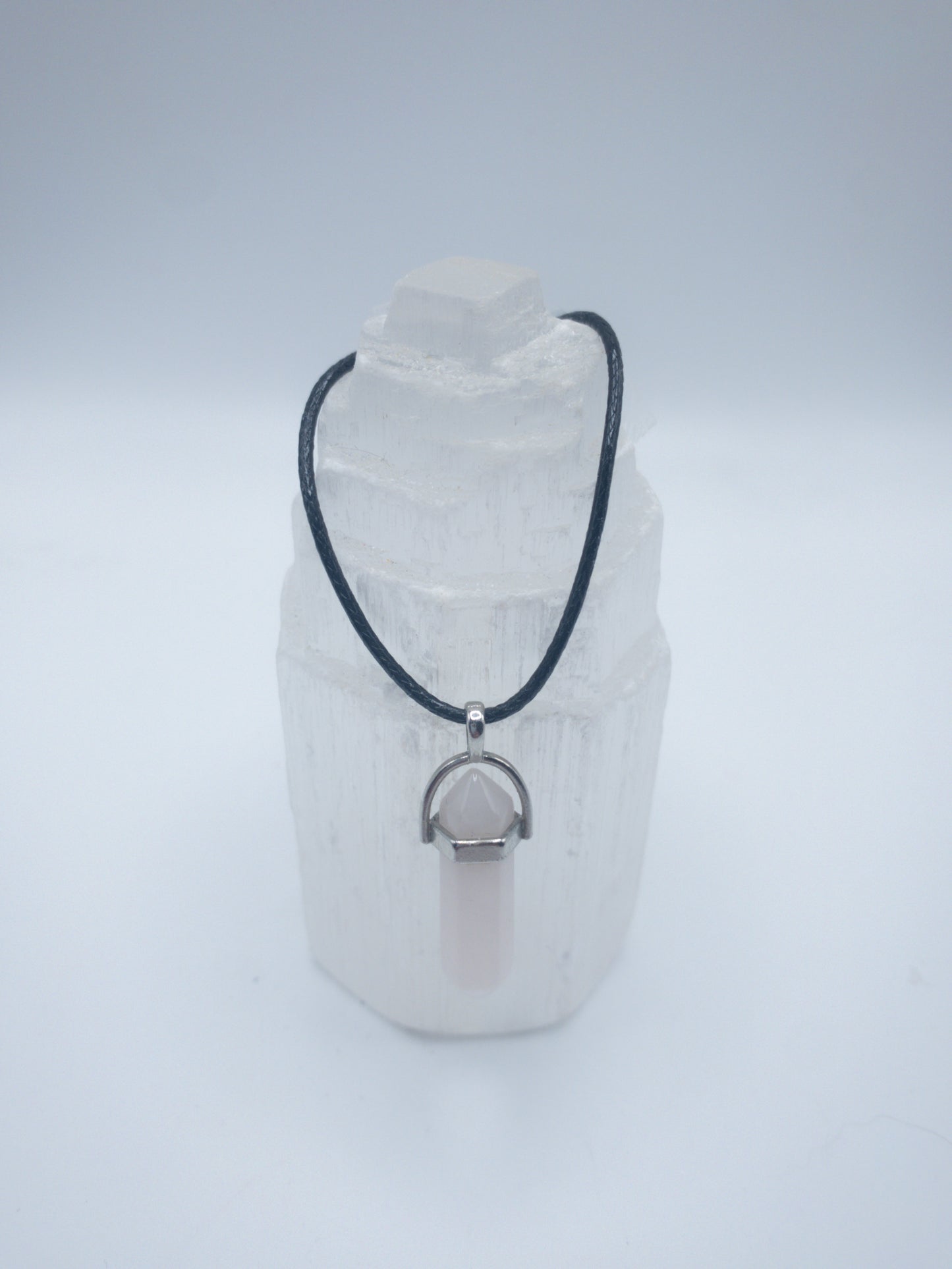Rose Quartz Crystal Point Necklace