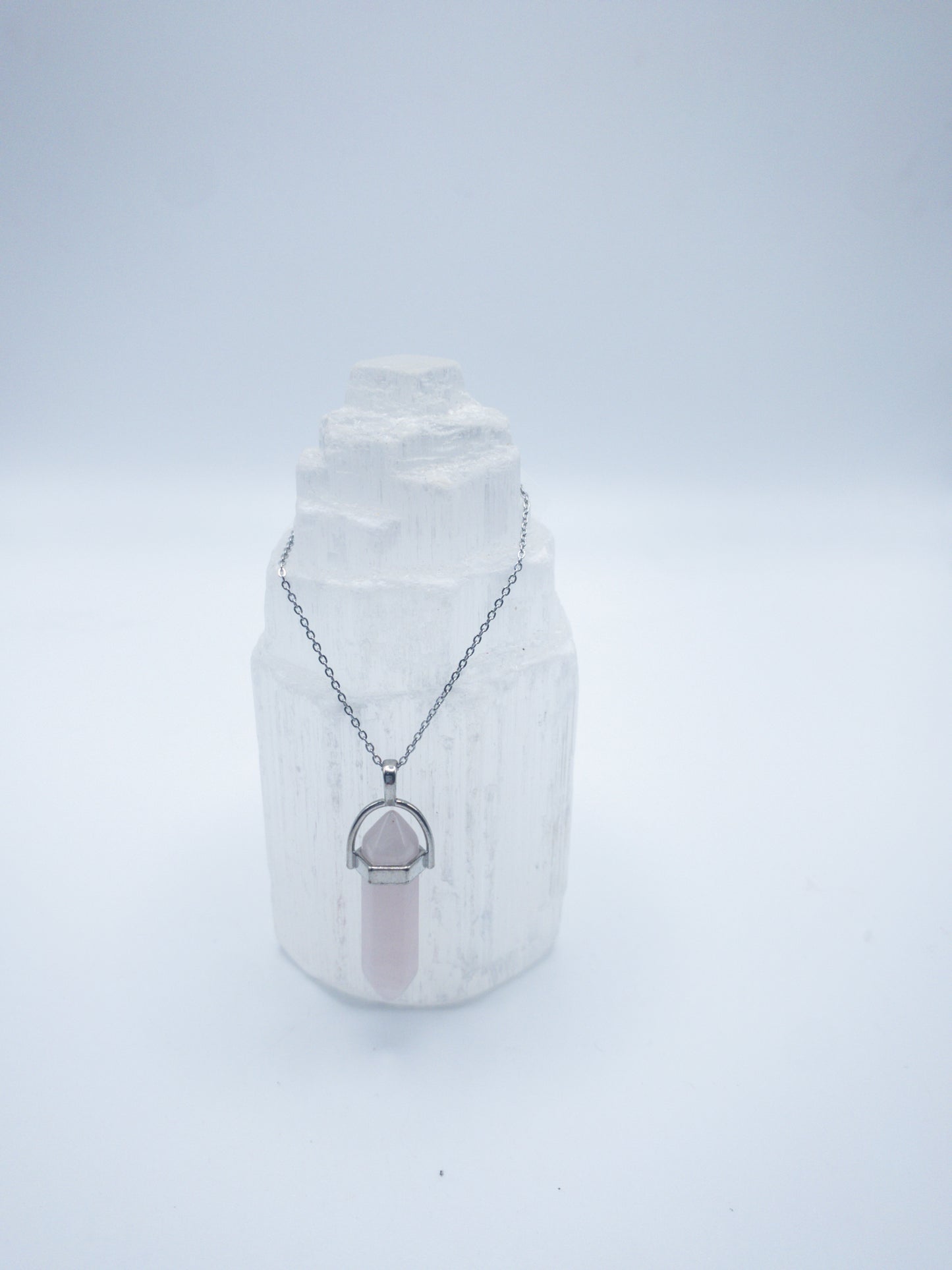 Rose Quartz Crystal Point Necklace