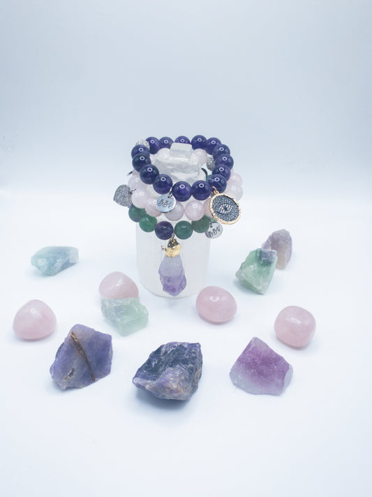 Aquarius Zodiac Crystal Bracelet Stack