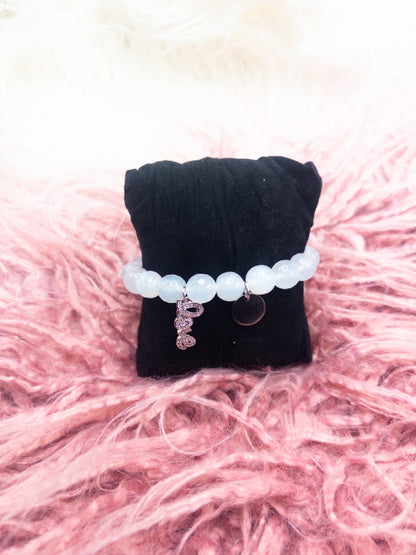 BBV Luxe Faceted White Agate Crystal Bracelet