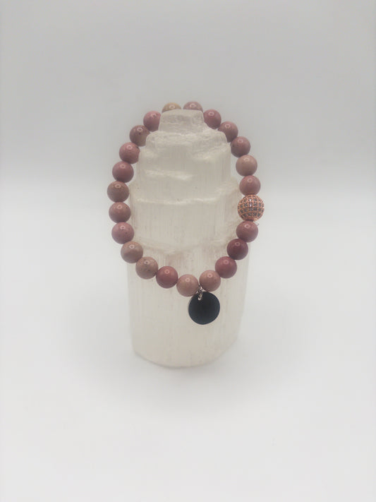 Rose Rhodonite Crystal Stacker Bracelet