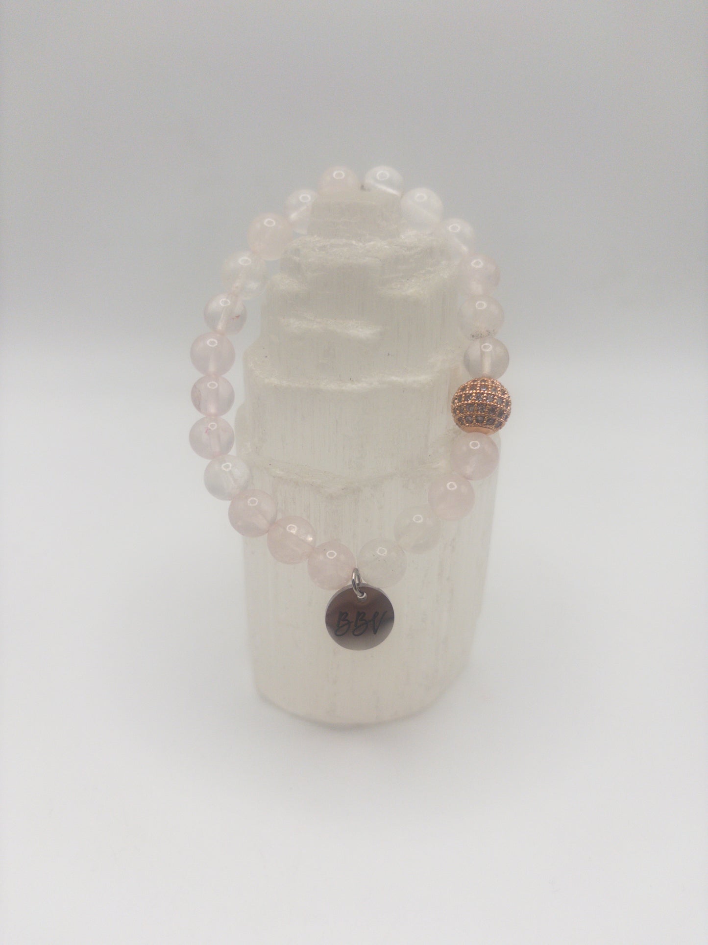 Light Rose Quartz Crystal Stacker Bracelet