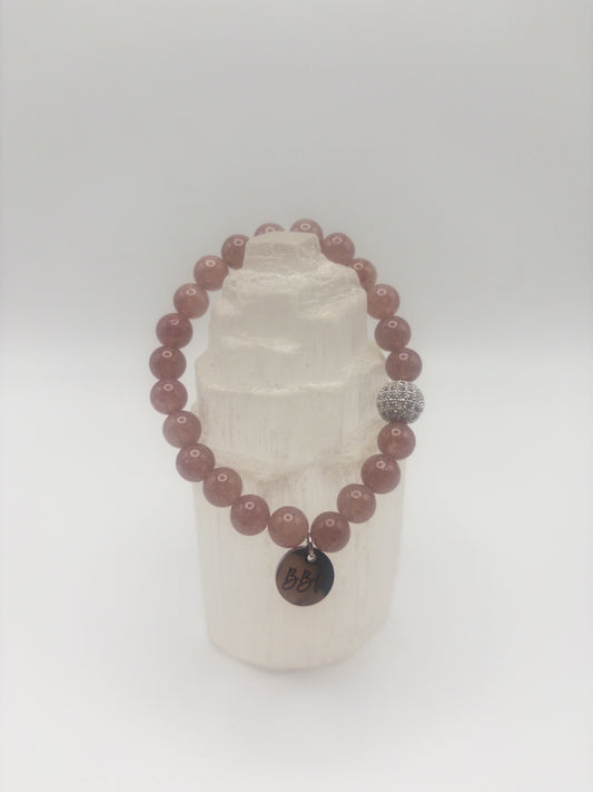 Strawberry Quartz Crystal Stacker Bracelet