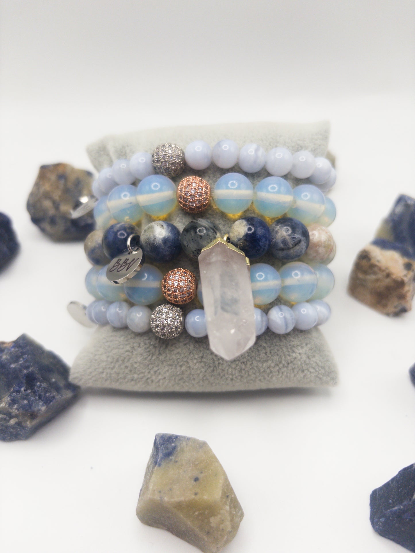 Out Spoken - Throat Chakra Healer Crystal Bracelet Set