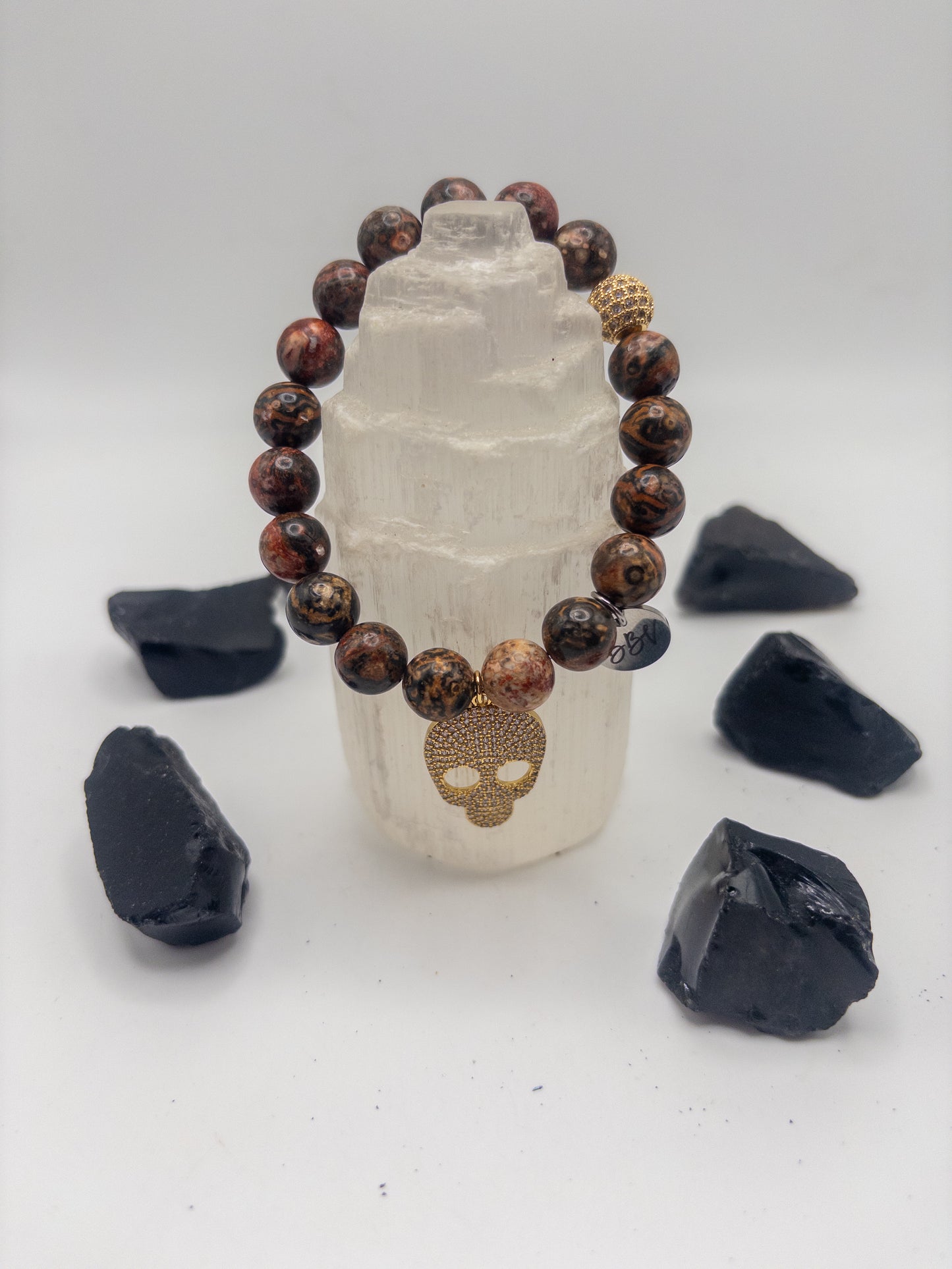 Leopardskin Jasper Crystal Bracelet