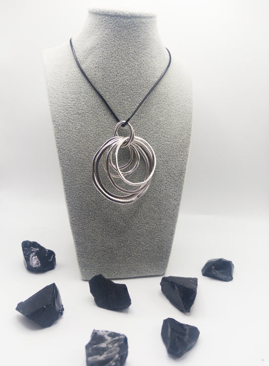 Silver 7 Ring Statement Necklace