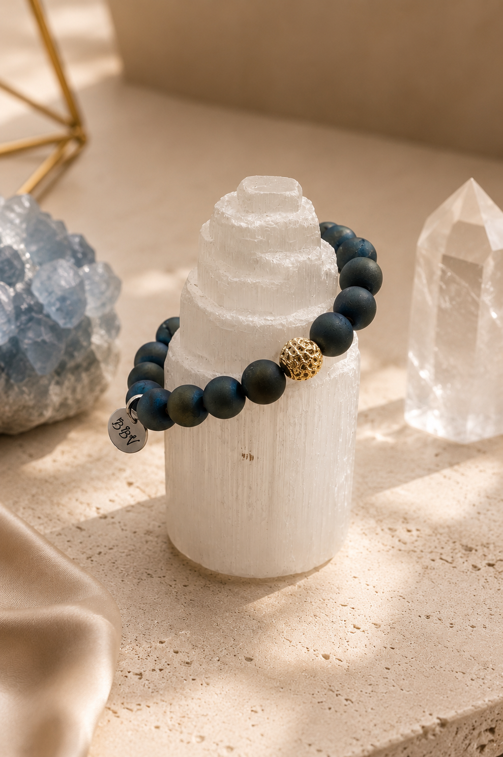 Blue Druzzy Agate Crystal Bracelet