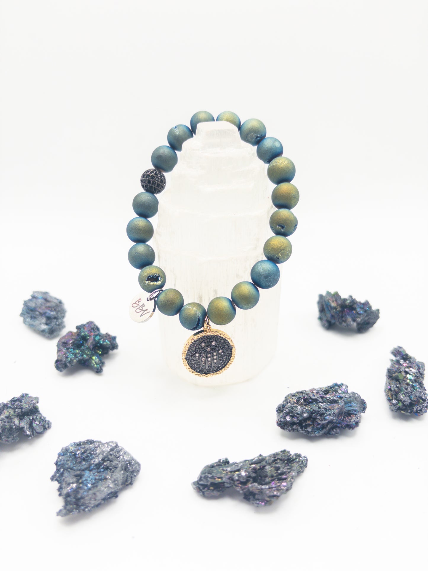 Blue Druzzy Agate Crystal Bracelet