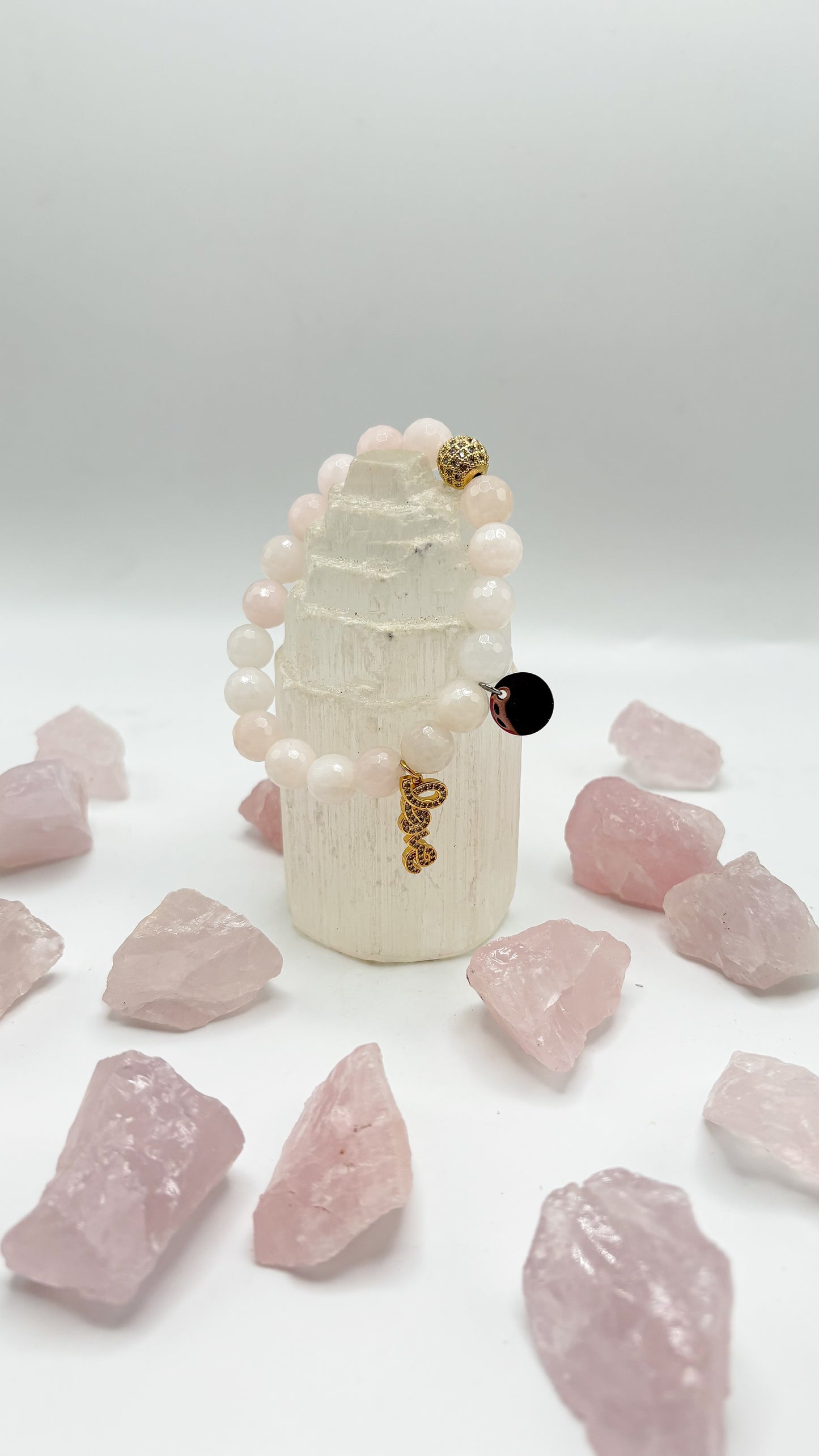 BBV Luxe Rose Quartz Faceted Crystal Bracelet