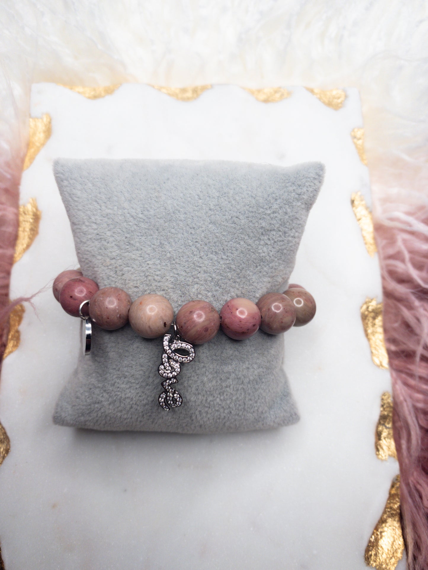 Rose Rhodonite Crystal Love Bracelet