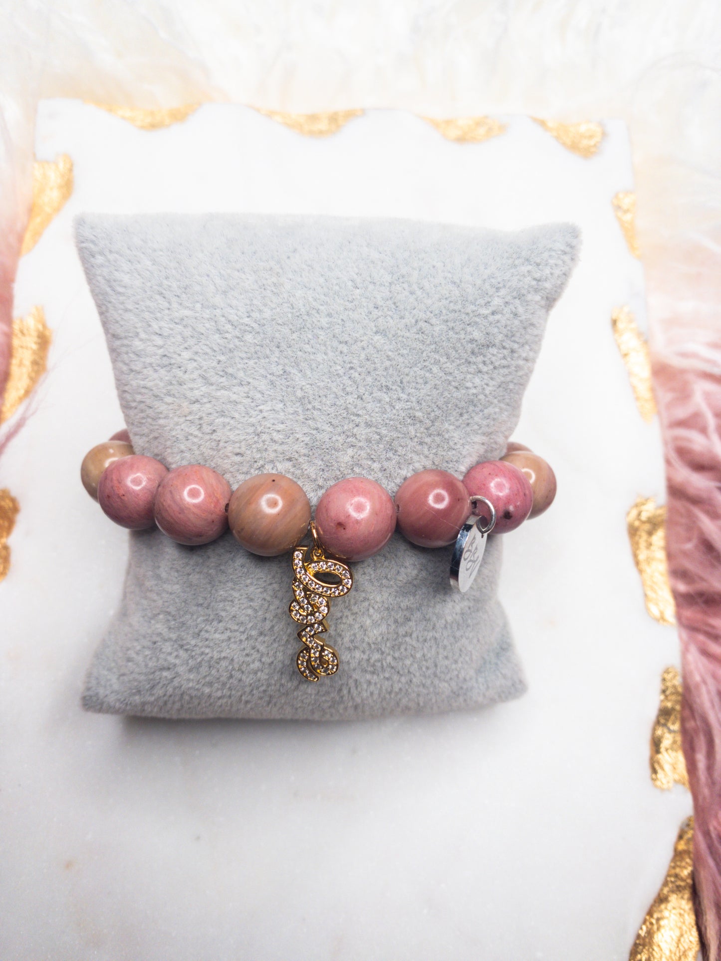 Rose Rhodonite Crystal Love Bracelet