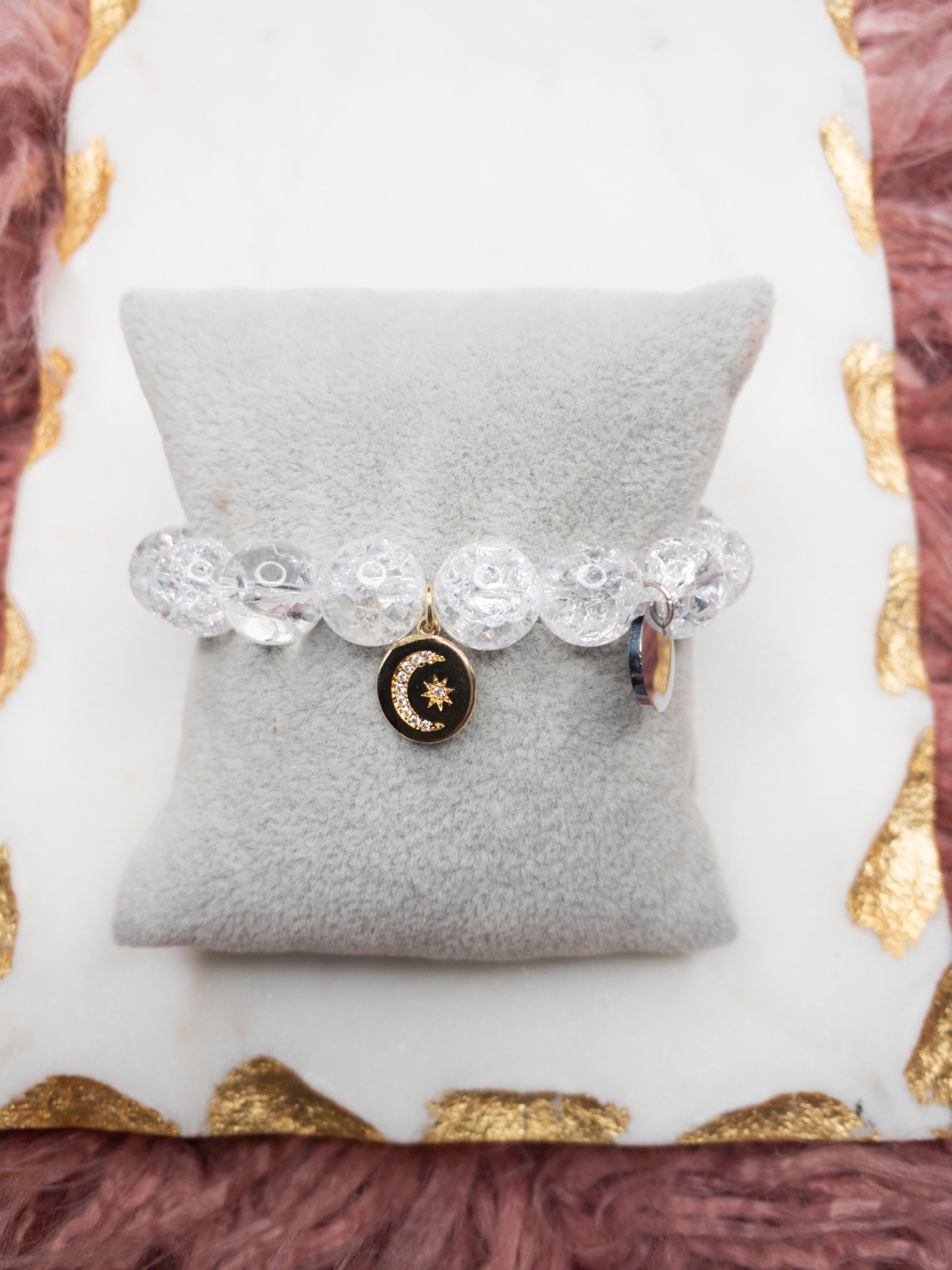 Cracked Clear Quartz Crystal Bracelet