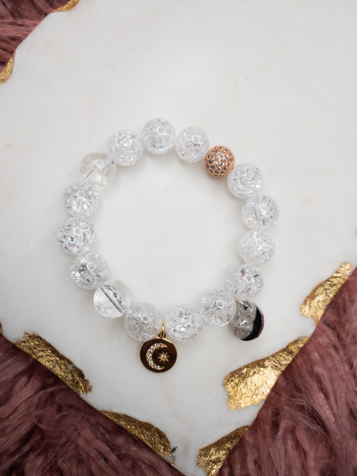 Cracked Clear Quartz Crystal Bracelet