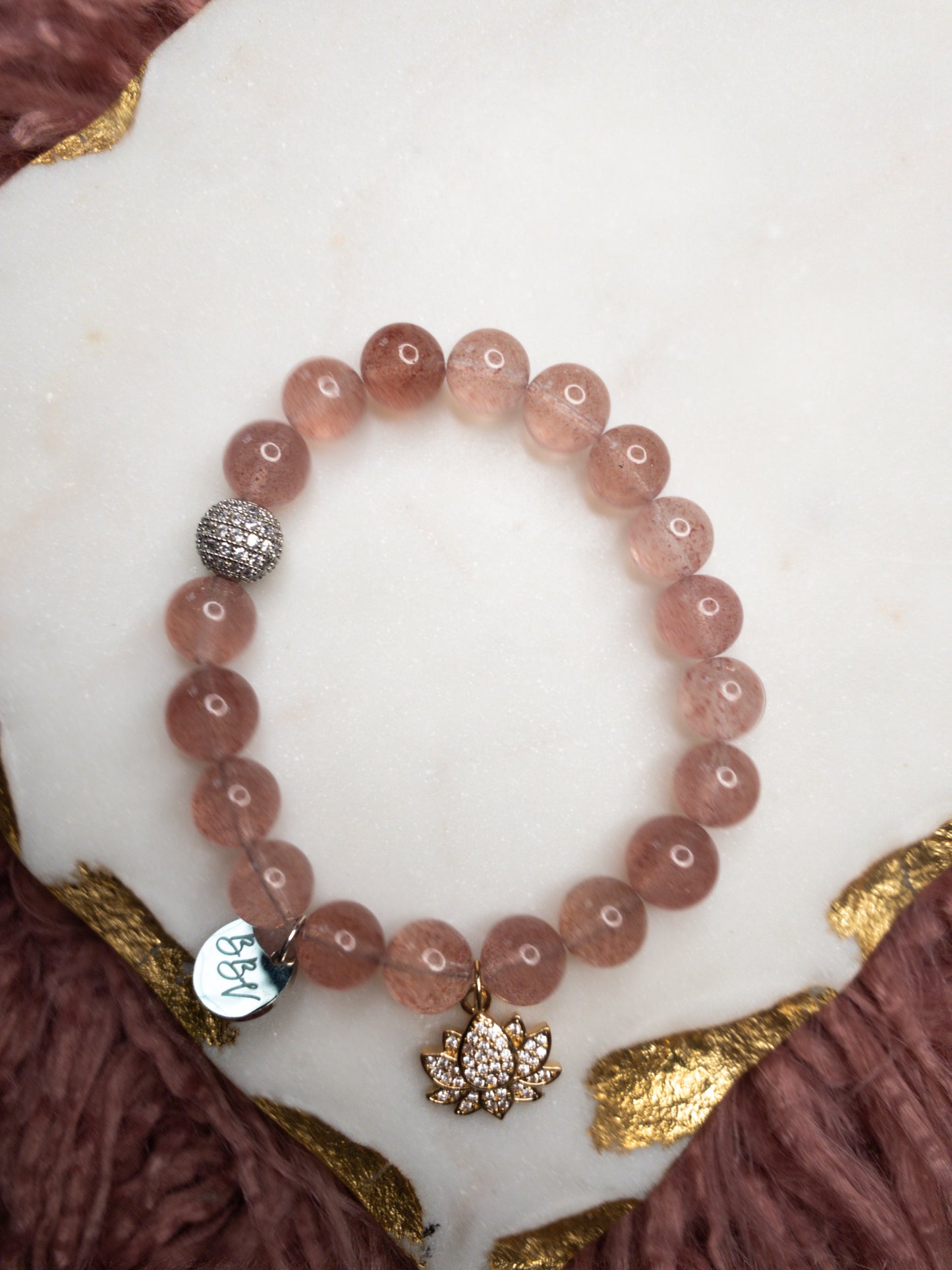 Strawberry Quartz Crystal Bracelet