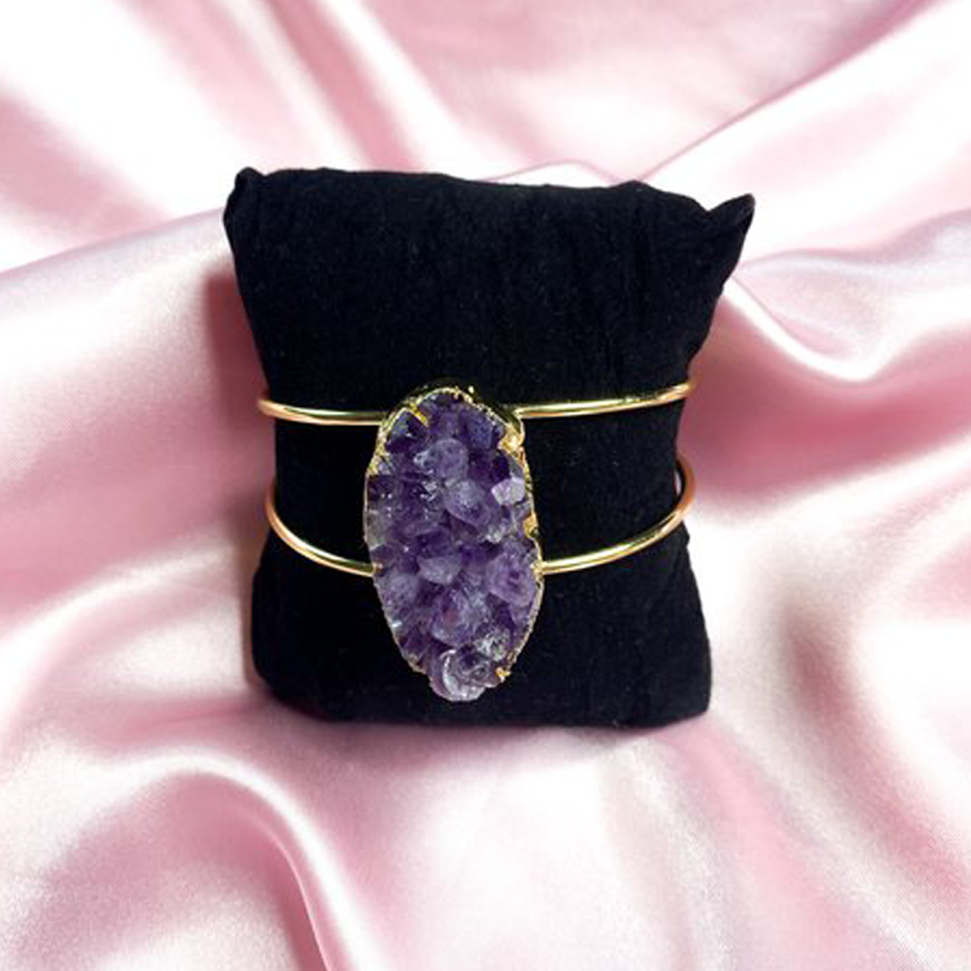 Amethyst Druzzy Open Bracelet