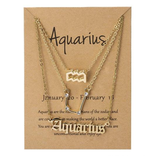 Zodiac Sign Necklace 3pcs Horoscope Pendant