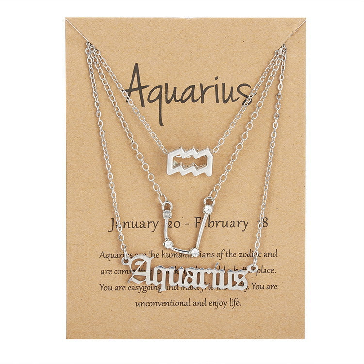 Zodiac Sign Necklace 3pcs Horoscope Pendant