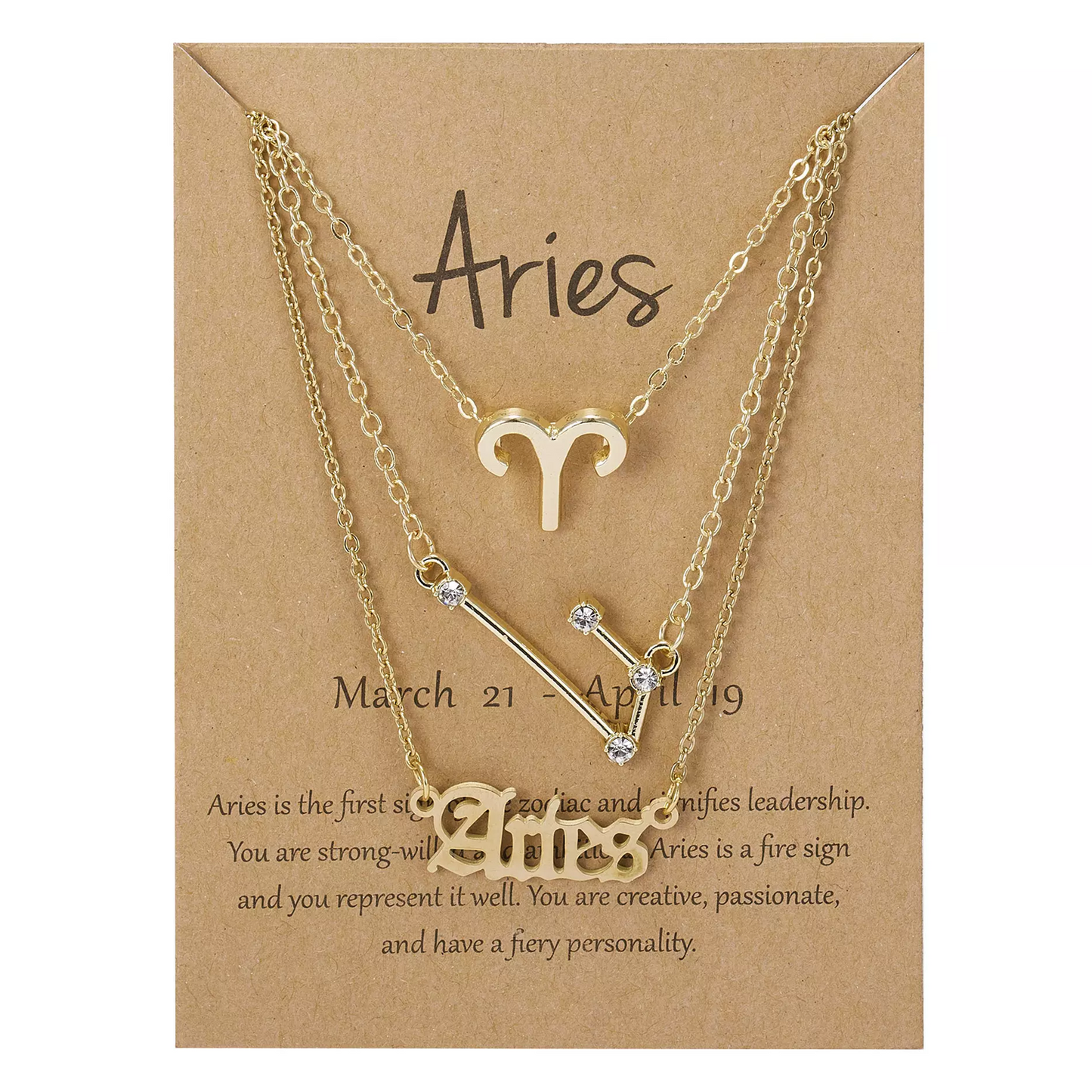 Zodiac Sign Necklace 3pcs Horoscope Pendant