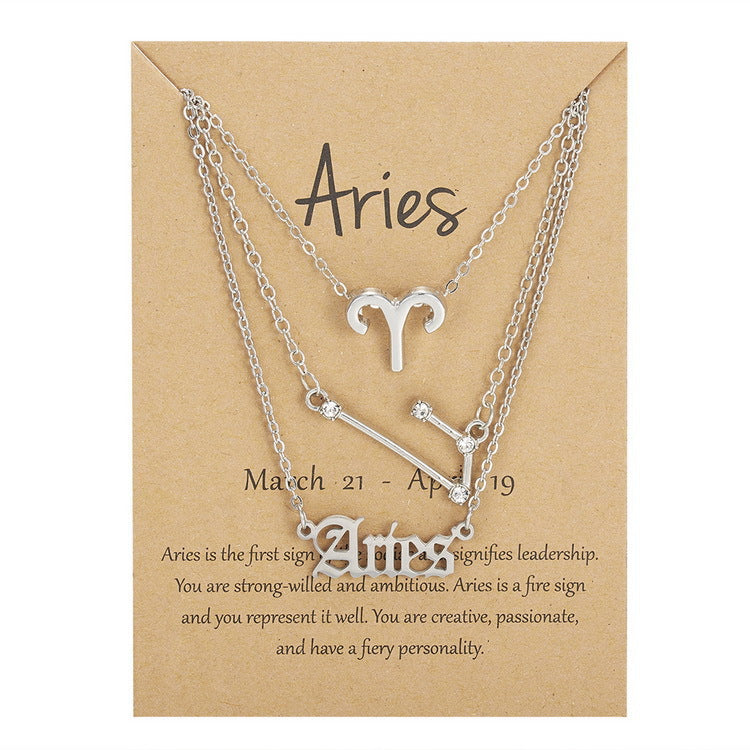 Zodiac Sign Necklace 3pcs Horoscope Pendant