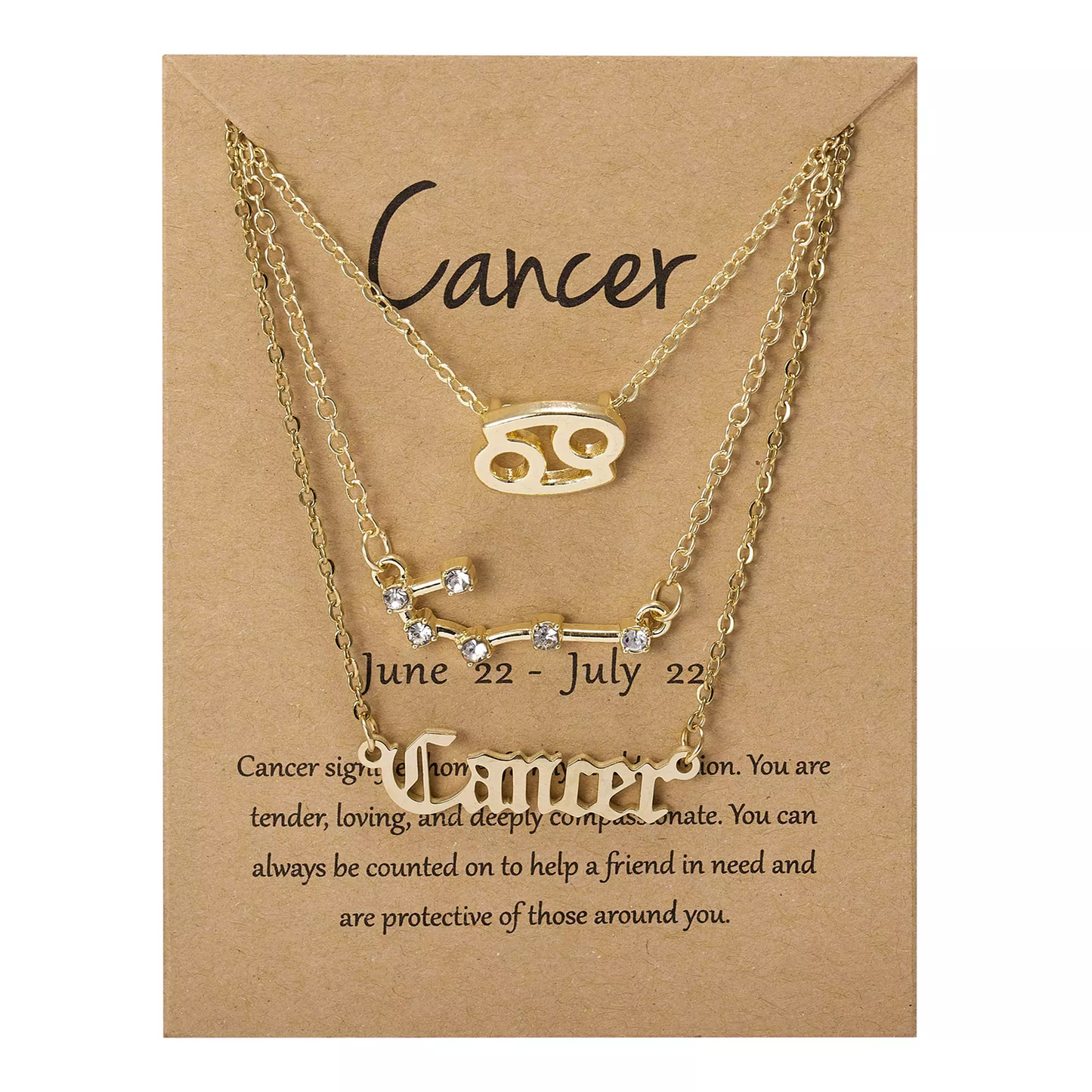 Zodiac Sign Necklace 3pcs Horoscope Pendant