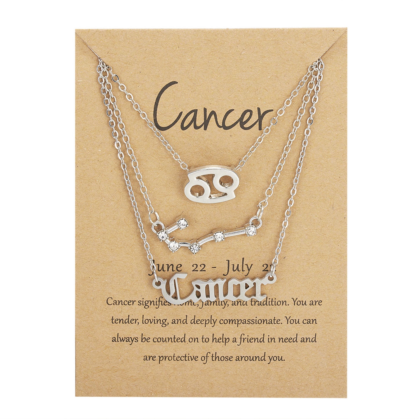 Zodiac Sign Necklace 3pcs Horoscope Pendant