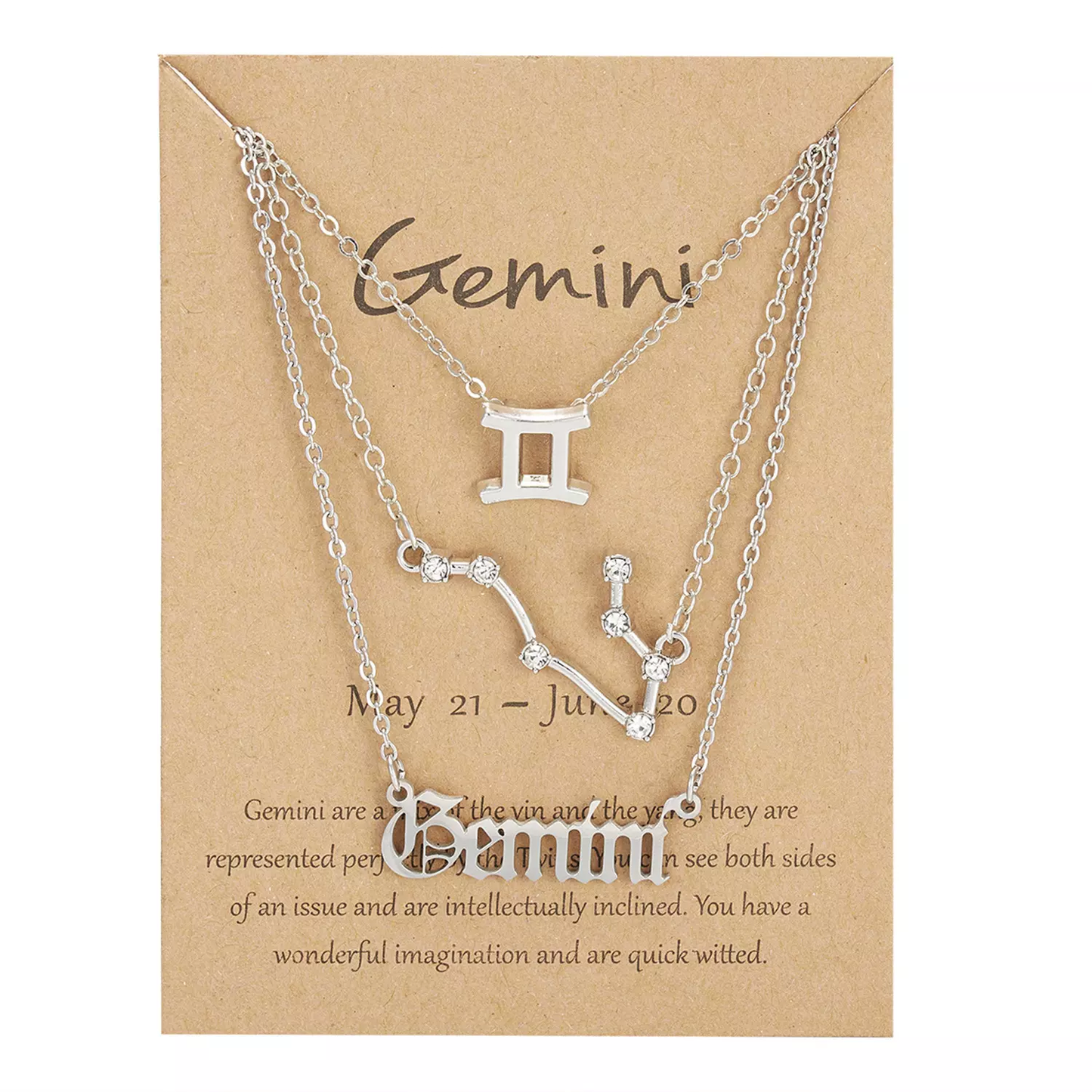 Zodiac Sign Necklace 3pcs Horoscope Pendant