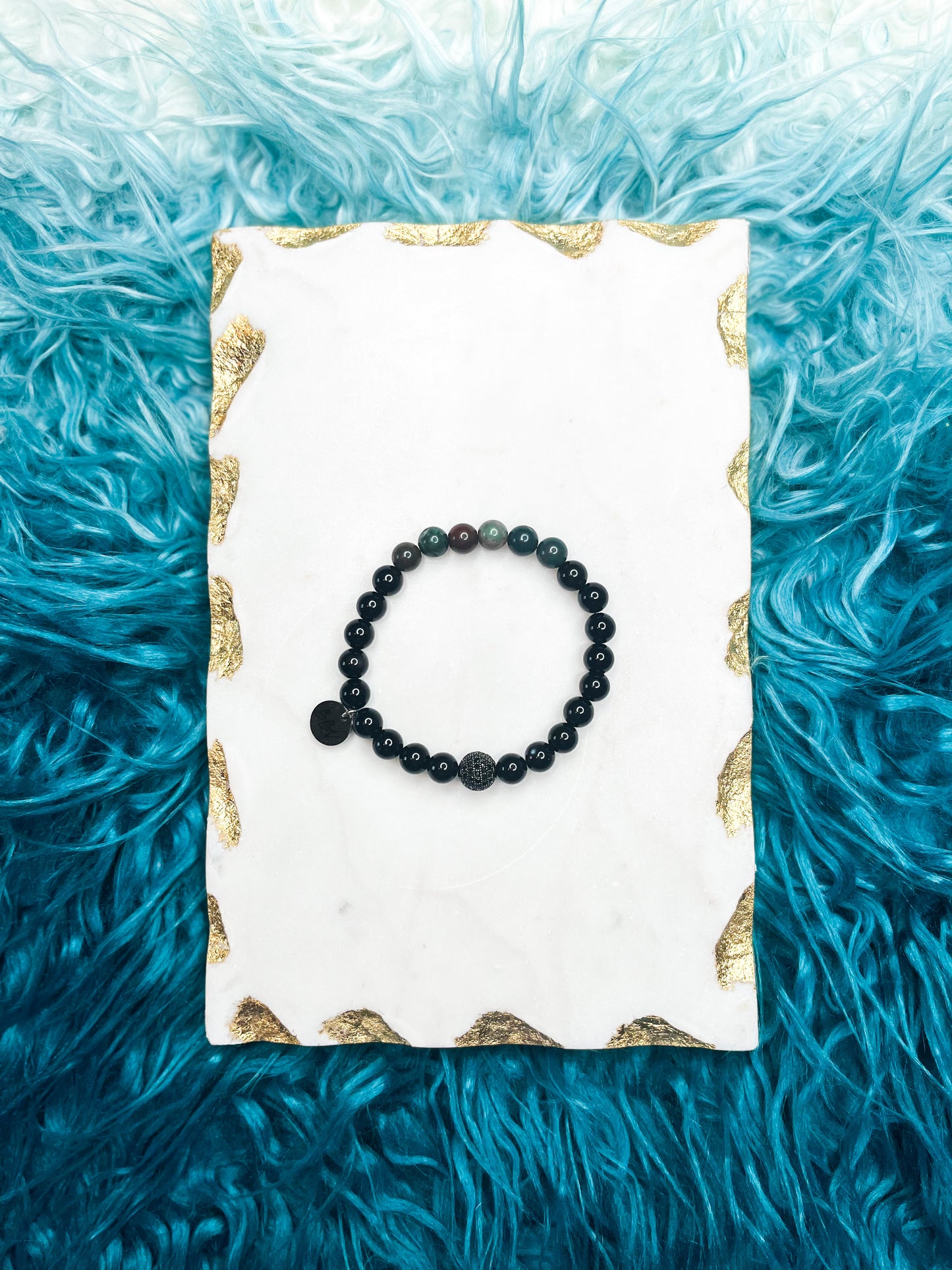 Men's Bloodstone & Black Onyx Crystal Bracelet