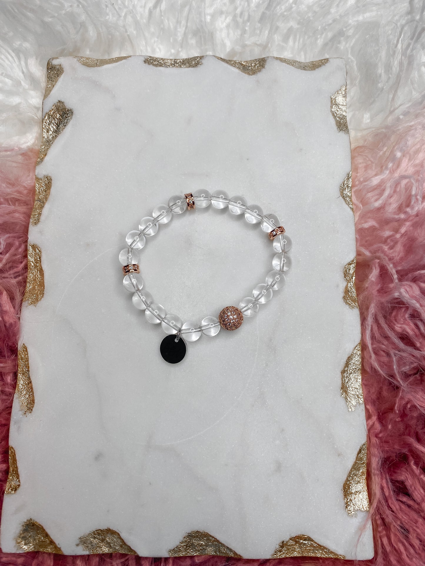 Rose Gold & Clear Quartz Crystal Bracelet
