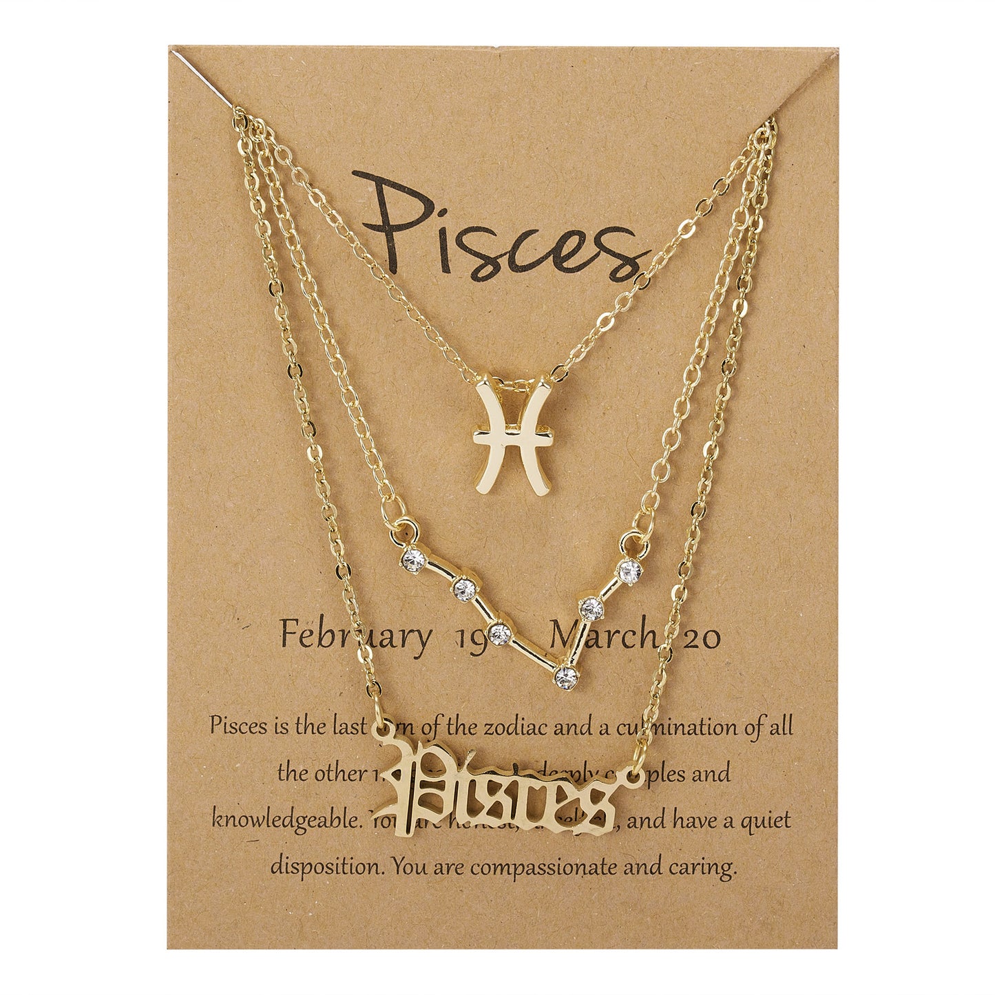 Zodiac Sign Necklace 3pcs Horoscope Pendant