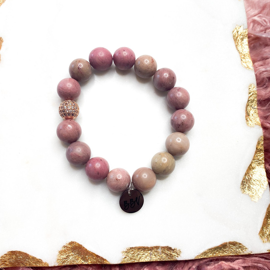 Rose Rhodonite Crystal Bracelet Set