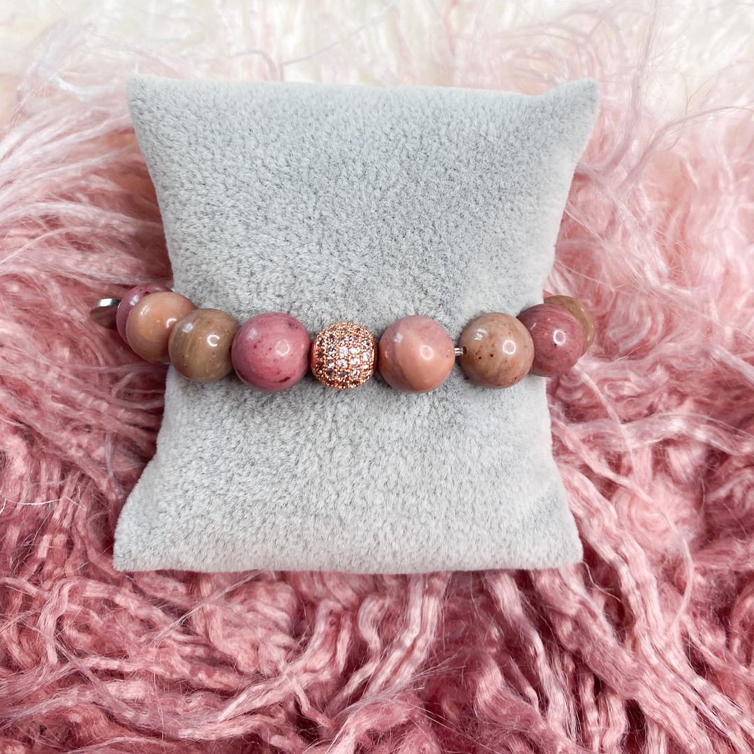 Rose Rhodonite Crystal Bracelet Set