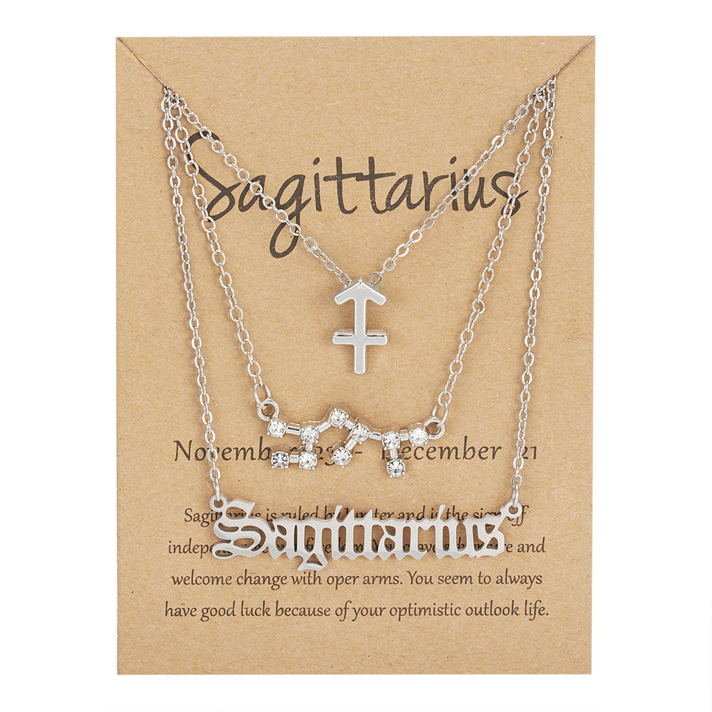 Zodiac Sign Necklace 3pcs Horoscope Pendant